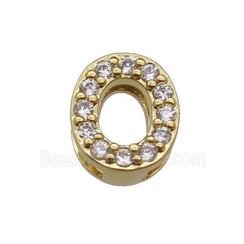 copper Number-0 Beads pave zircon, gold plated