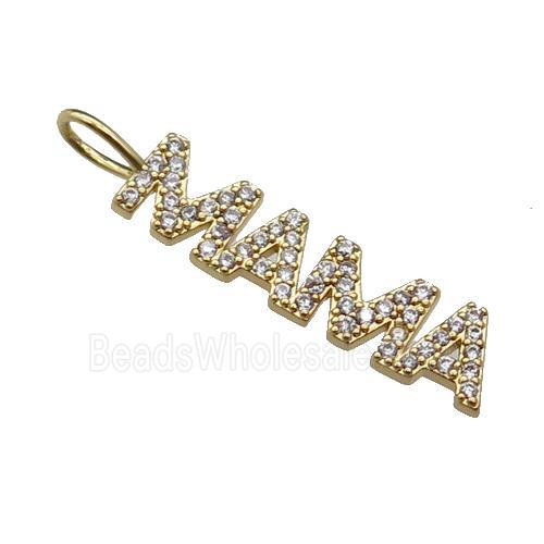 copper MAMA pendant pave zircon, gold plated