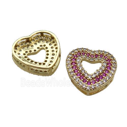 copper Heart pendant pave zircon, gold plated