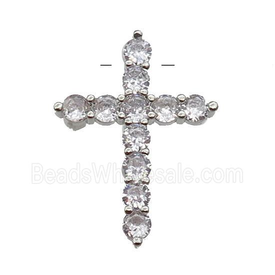 copper Cross pendant pave zircon, platinum plated