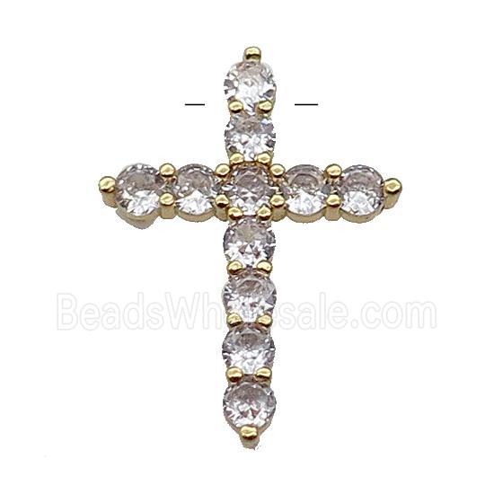copper Cross pendant pave zircon, gold plated
