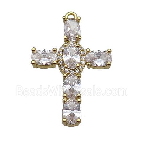 copper Cross pendant pave zircon, gold plated