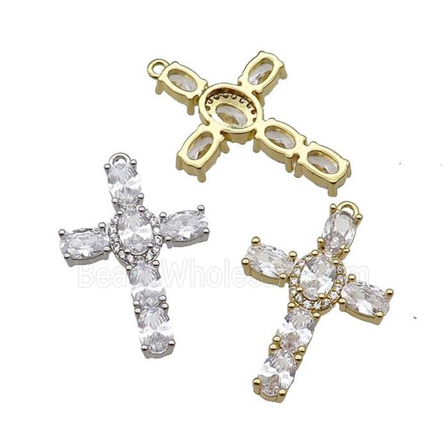 copper Cross pendant pave zircon, mixed