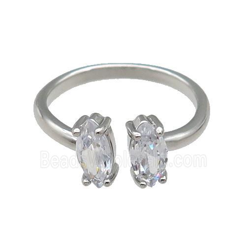 copper Ring pave zircon eye platinum plated