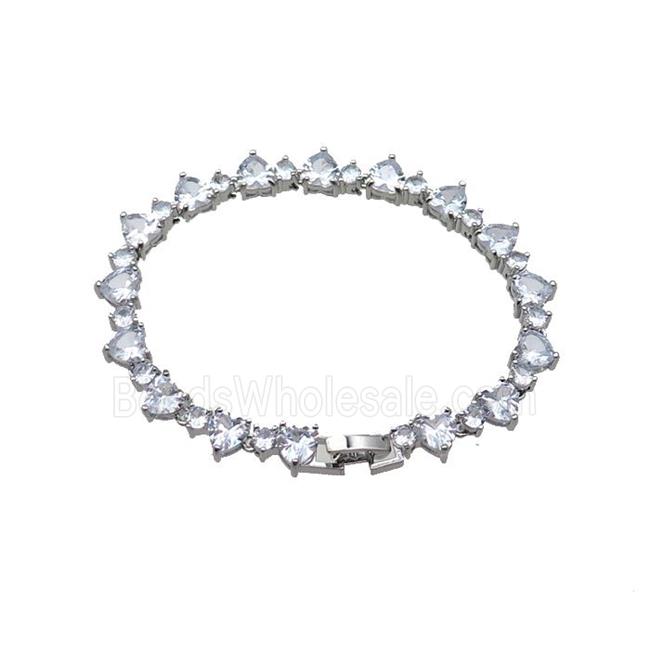 copper Bracelet pave zircon, platinum plated