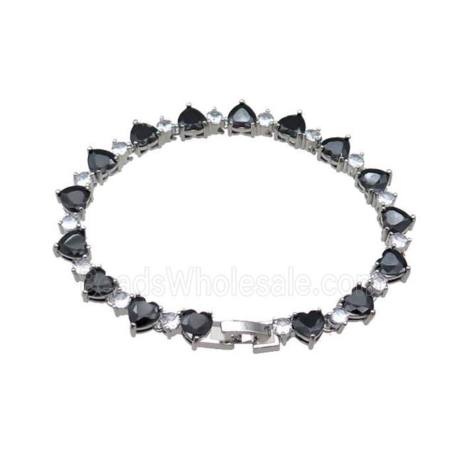 copper Bracelet pave zircon, platinum plated