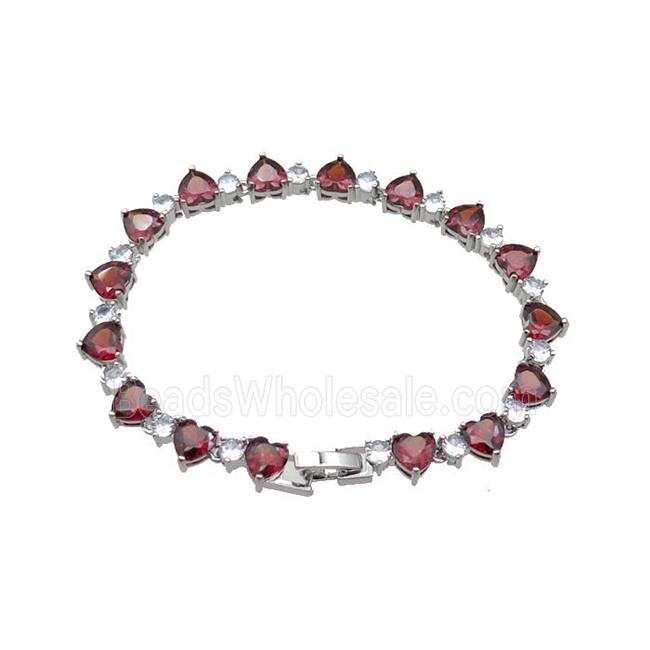 copper Bracelet pave zircon, platinum plated