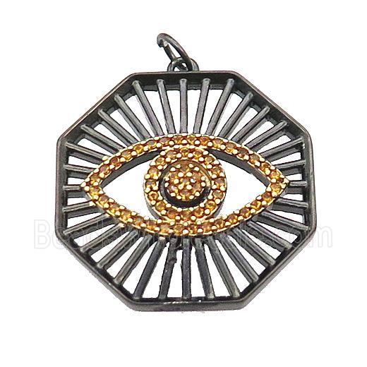 copper octagon pendant pave zircon Eye black plated