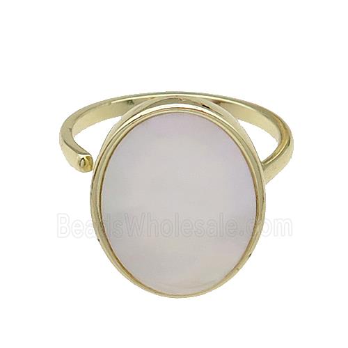 copper Ring pave oval shell gold plated