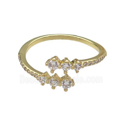 copper Ring pave zircon gold plated