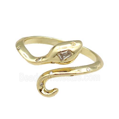 copper Snake Ring pave zircon gold plated
