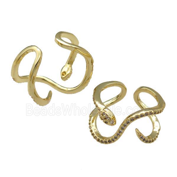copper Ring pave zircon Snake gold plated