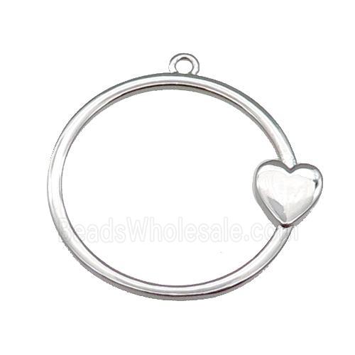 copper circle pendant heart platinum plated