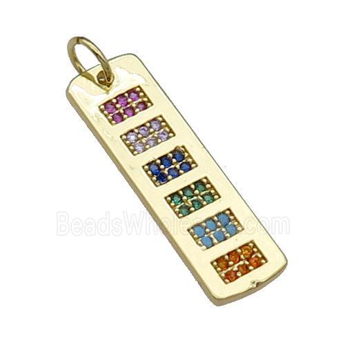 copper Rectangle pendant pave zircon gold plated