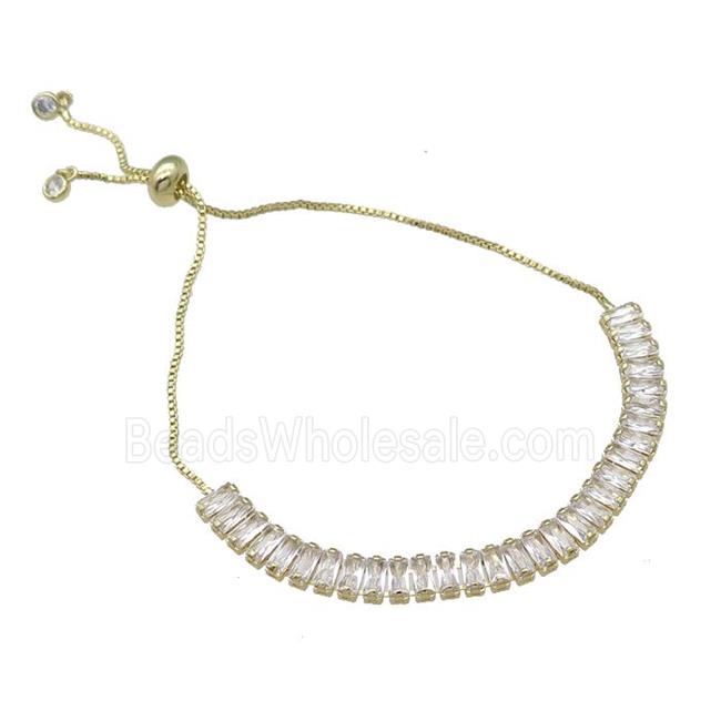 Copper Bracelet Pave Zircon Adjustable Gold Plated