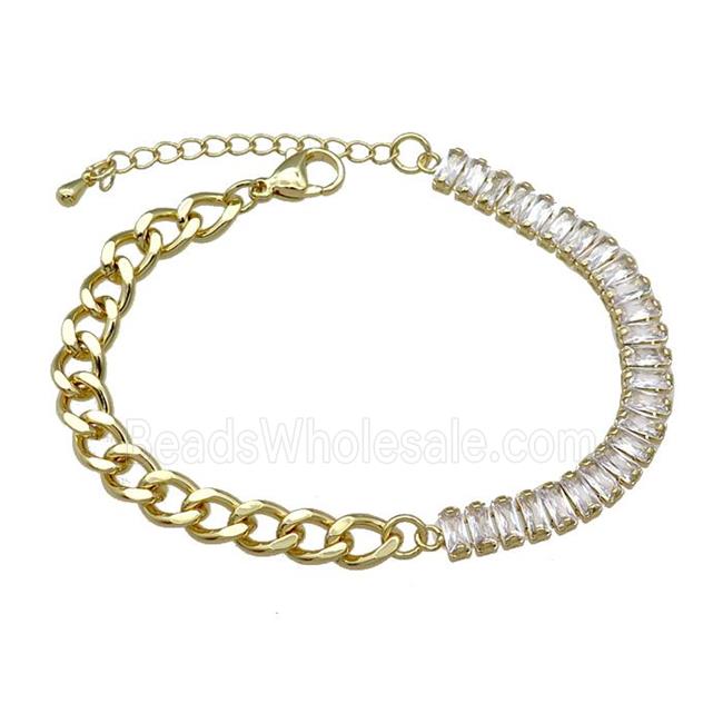 Copper Bracelet Pave Zircon Gold Plated