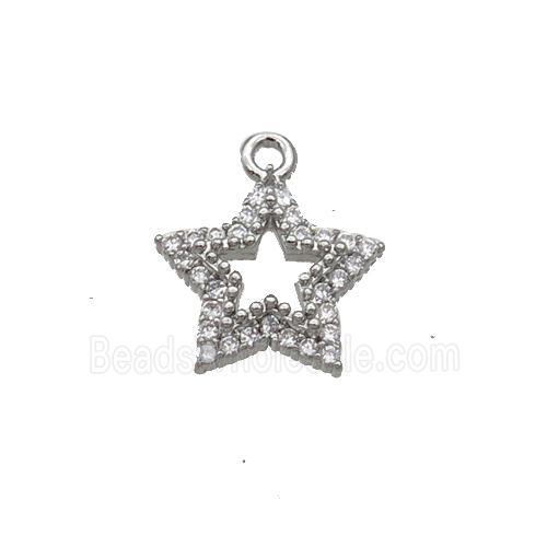 Copper Star Pendant Pave Zircon Platinum Plated