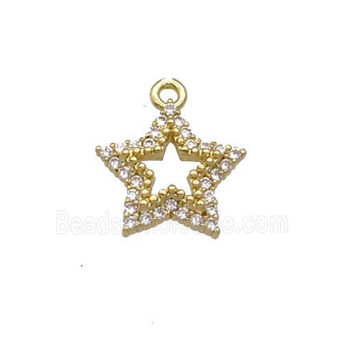 Copper Star Pendant Pave Zircon Gold Plated
