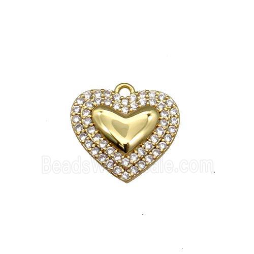 Copper Heart Pendant Pave Zircon Gold Plated