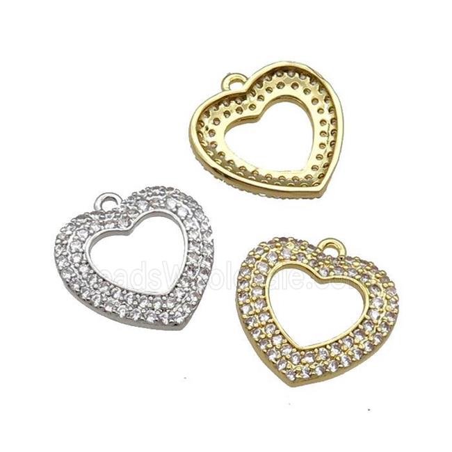 Copper Heart Pendant Pave Zircon Mixed