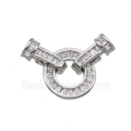 Copper Clasp Pave Zircon Platinum Plated