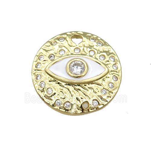 Copper Circle Eye Pendant White Enamel Gold Plated