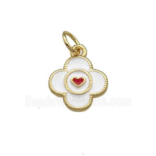 Copper Clover Pendant White Enamel Gold Plated