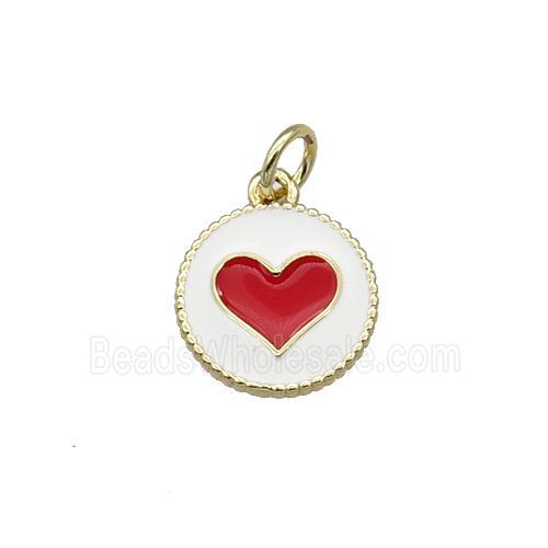Copper Circle Hart Pendant White Enamel Gold Plated