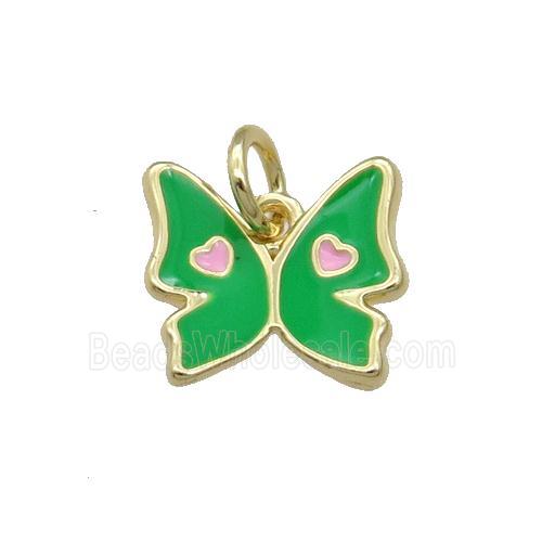 Copper Butterfly Pendant Green Enamel Gold Plated