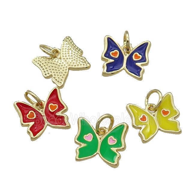 Mix Copper Butterfly Pendant Enamel Gold Plated