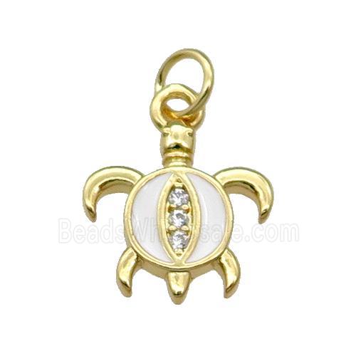 Copper Tortoise Pendant White Enamel Gold Plated
