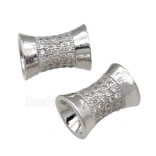 Copper Bamboo Beads Pave Zircon Platinum Plated