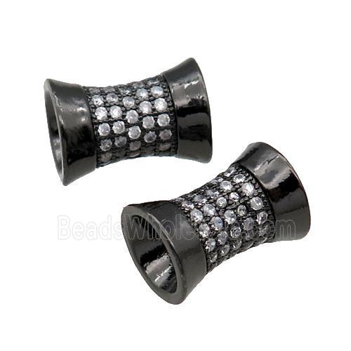 Copper Bamboo Beads Pave Zircon Black Plated