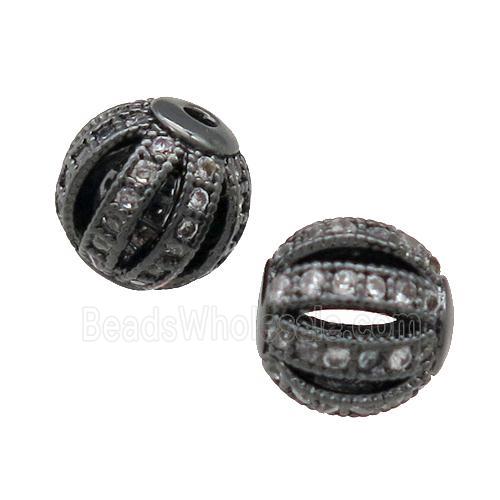 Copper Round Beads Pave Zircon Watermelon Black Plated