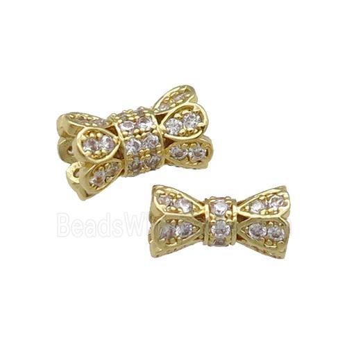 Copper Beads Caps Pave Zircon Gold Plated