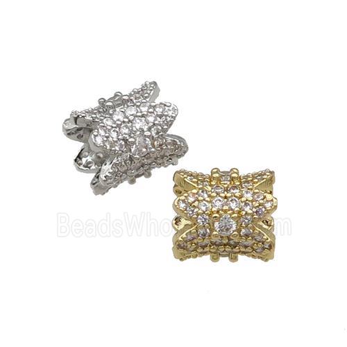 Copper Tube Beads Pave Zircon Large Hole Mixed