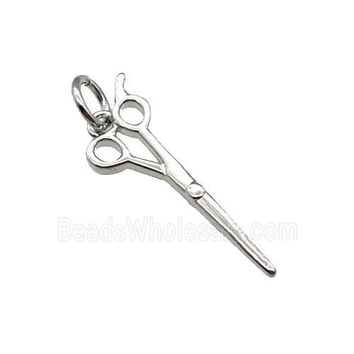 Copper Scissors Charm Pendant Platinum Plated