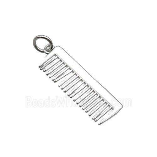 Copper Comb Charm Pendant Platinum Plated