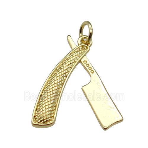 Copper Razor Charm Pendant Gold Plated