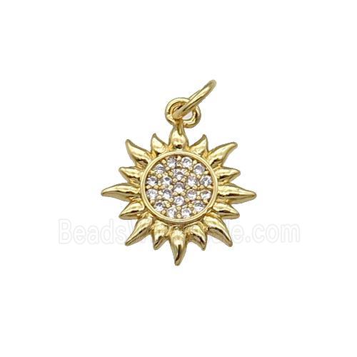 Copper Sun Charm Pendant Pave Zircon Gold Plated