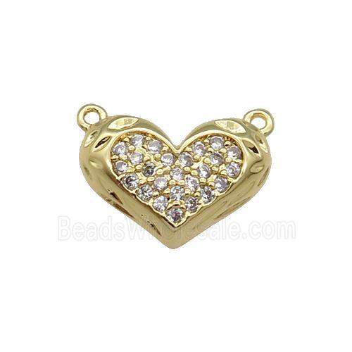 Copper Heart Pendant Pave Zircon with 2loops Gold Plated