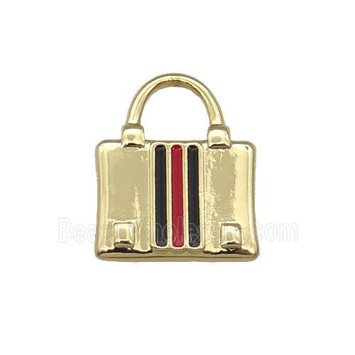 Copper Bag Charm Pendant Enamel Gold Plated