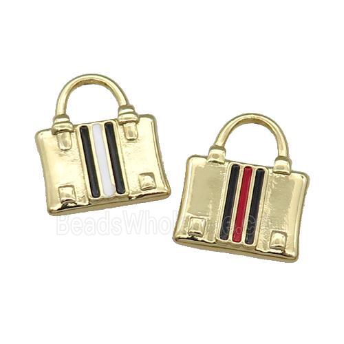 Copper Bag Charm Pendant Enamel Gold Plated Mixed
