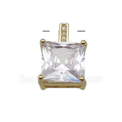 Copper Square Pendant Pave Crystal Gold Plated