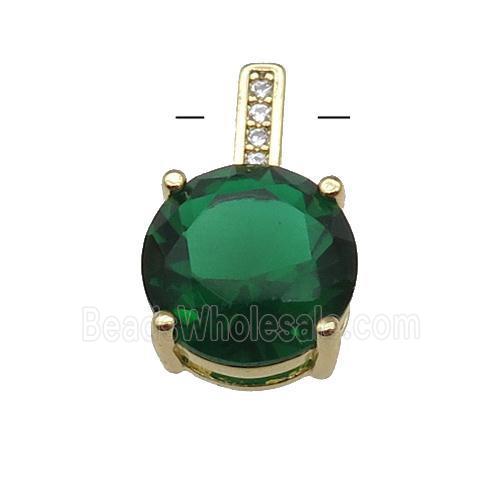Copper Pendant Pave Green Crystal Diamond Gold Plated
