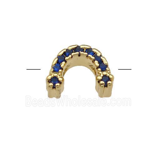 Copper U-Beads Pave Darkblue Zircon Gold Plated