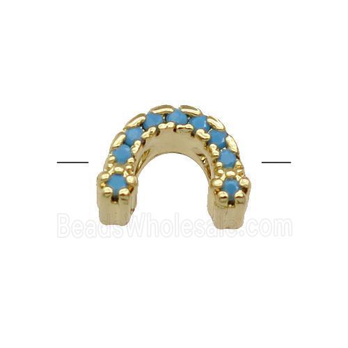 Copper U-Beads Pave Turq Zircon Gold Plated