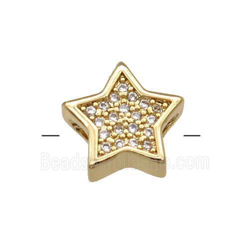 Copper Star Beads Pave Zircon Gold Plated