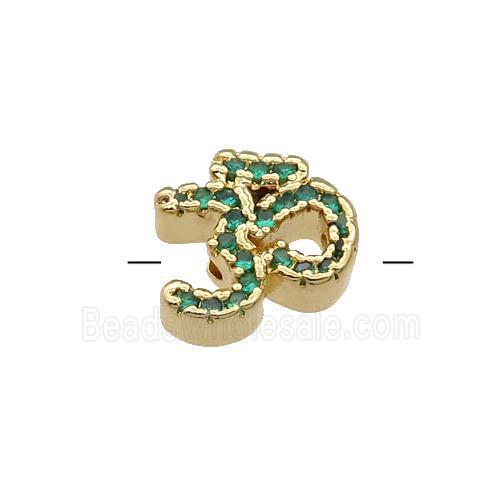 Copper Symbols Hindu Beads Pave Green Zircon Gold Plated