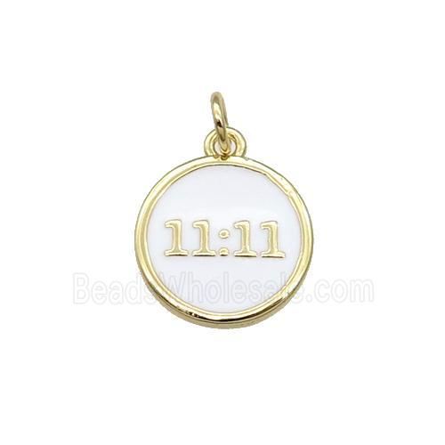 Copper Circle Pendant Double 11 White Enamel Gold Plated